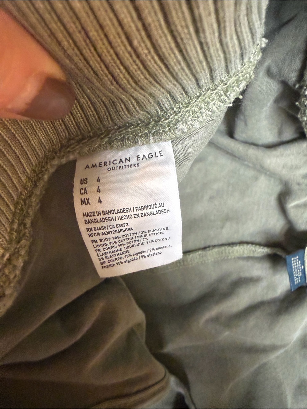 American Eagle Outfitters Sage Green Ribbed Waistband Cargo Skort - Picture 3 of 7